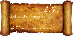 Lehoczky Ferenc névjegykártya
